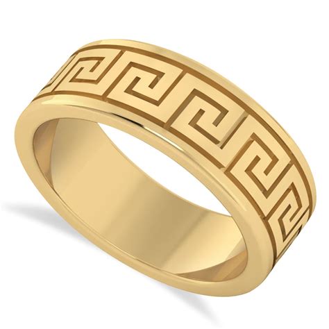 greek key wedding band